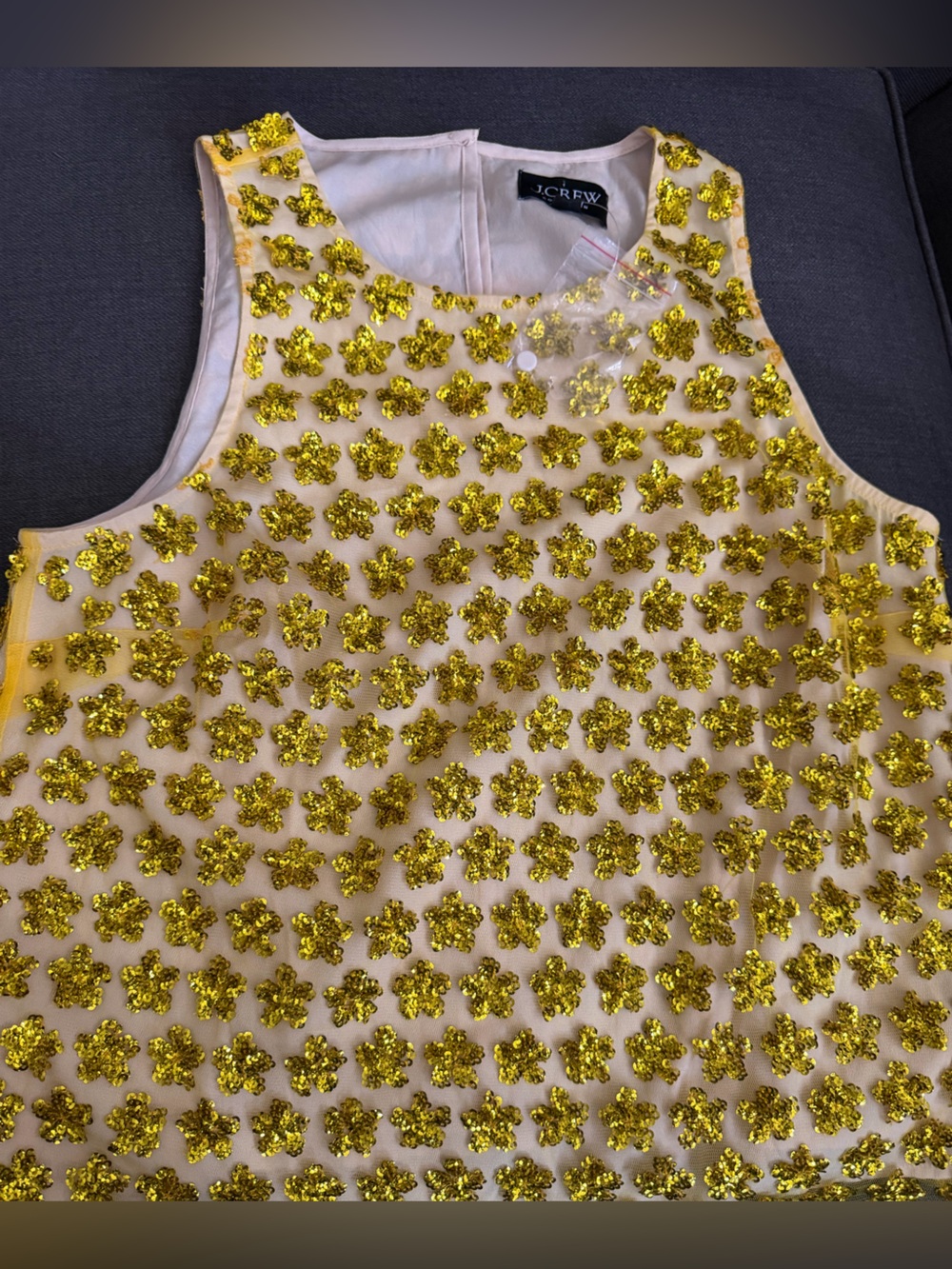 NWT J.Crew Embellished STARS Sequin Peplum Top - Gold on Cream